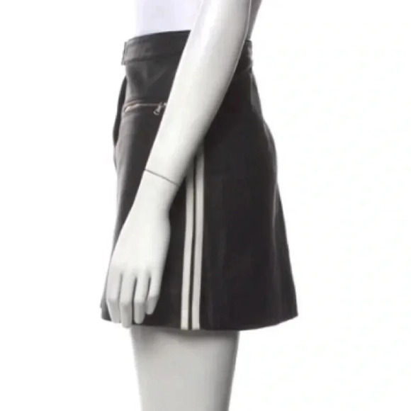 rag & bone lamb leather black skirt white side stripes Sz 4 Excellent Condition - Picture 3 of 11